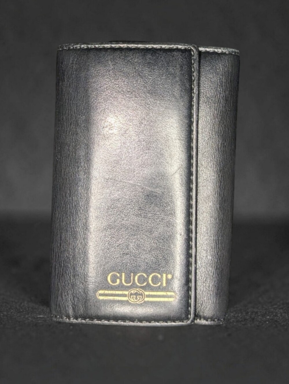 Gucci Black Leather Trifold 6 Key Holder